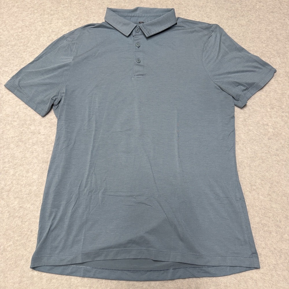 Lululemon Polo Shirt Mens Large Blue Solid Lightweight Golf Performance Top